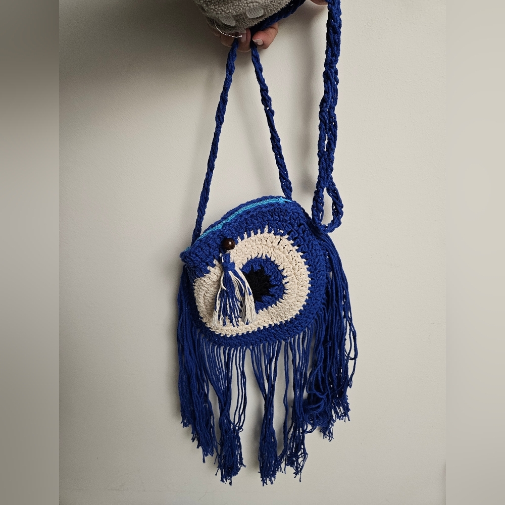 Handcrafted Evil Eye Fringe Bag